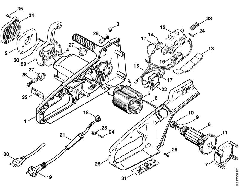 STIHL 1207-602-1204 Motorgehäuse positie 1 technische tekening