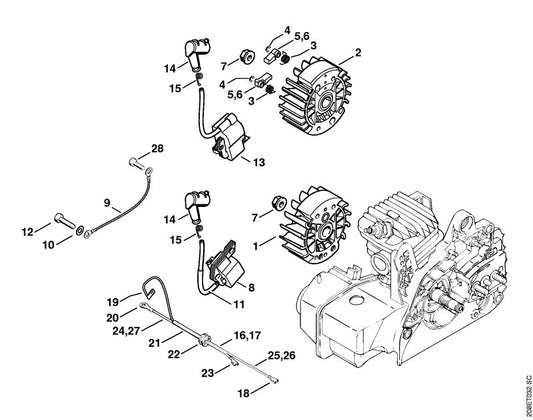 STIHL 1123-195-7202 Klinke positie 5 technische tekening