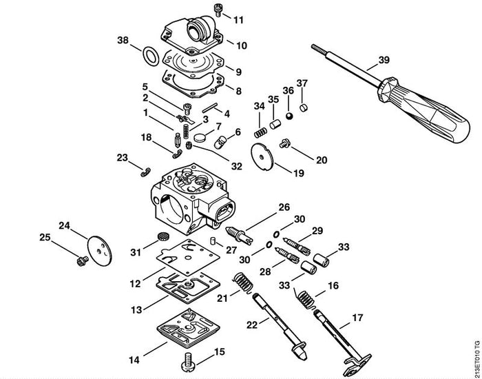 STIHL 1133-120-7101 Drosselwelle mit Hebel positie 17 technische tekening