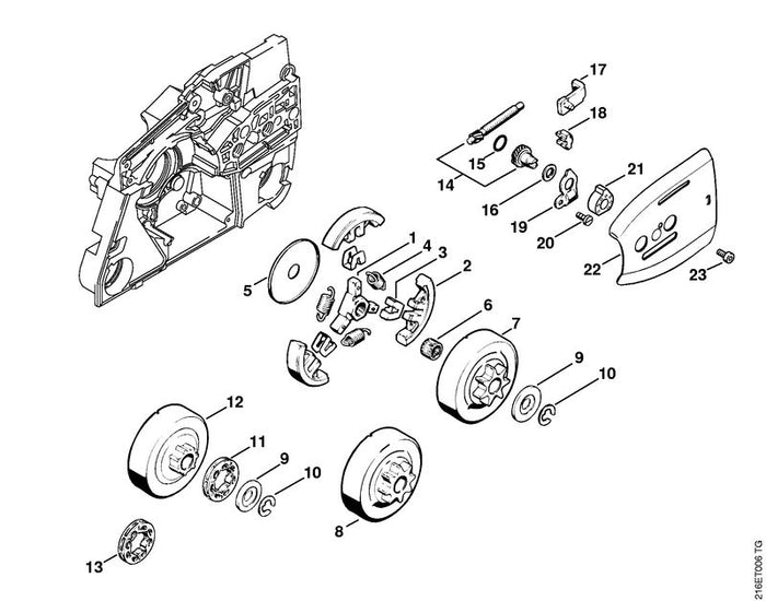 STIHL 1124-664-1001 Seitenblech innen positie 22 technische tekening