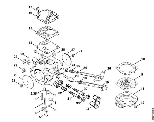 STIHL 1124-121-2700 Kappe positie 33 technische tekening
