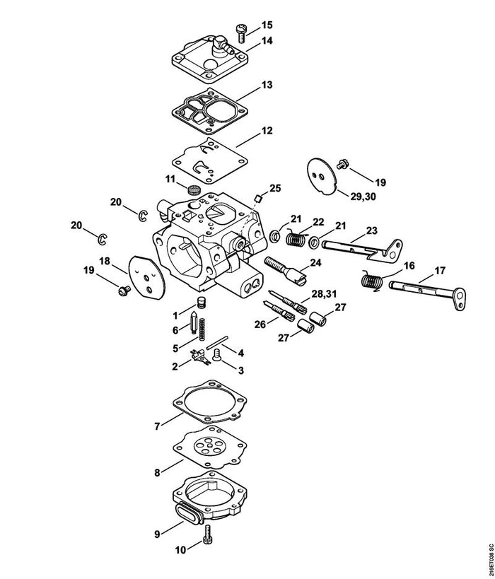 STIHL 1115-122-7100 Halbrundschraube positie 15 technische tekening