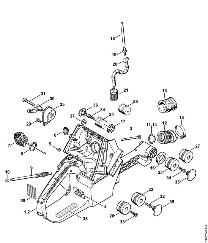 STIHL 1124-141-8603 Impulsschlauch positie 9 technische tekening