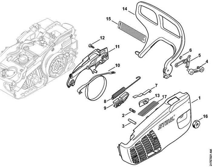 STIHL 1137-640-1700 Kettenraddeckel positie -1 technische tekening