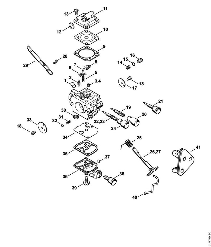 STIHL 1129-007-1062 Satz Vergaserteile positie -1 technische tekening