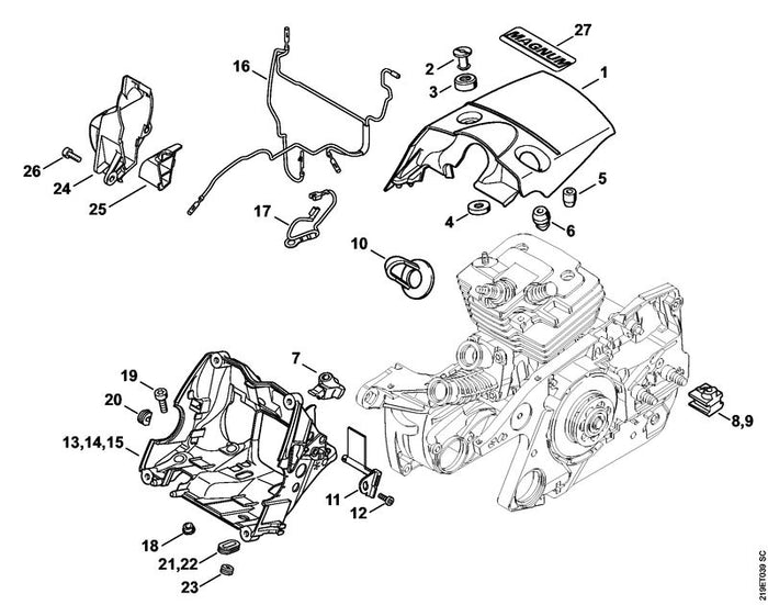 STIHL 1135-028-1002 Tülle positie 4 technische tekening