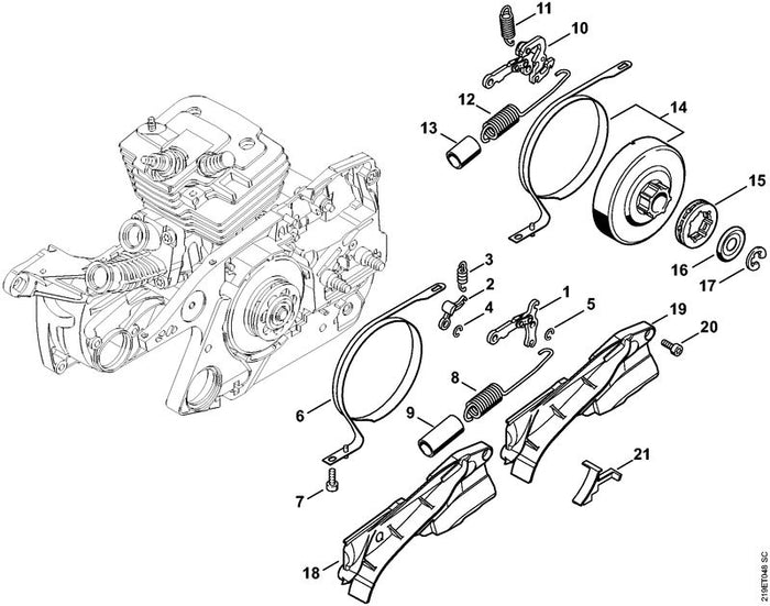 STIHL 1125-162-7905 Zugfeder positie 11 technische tekening