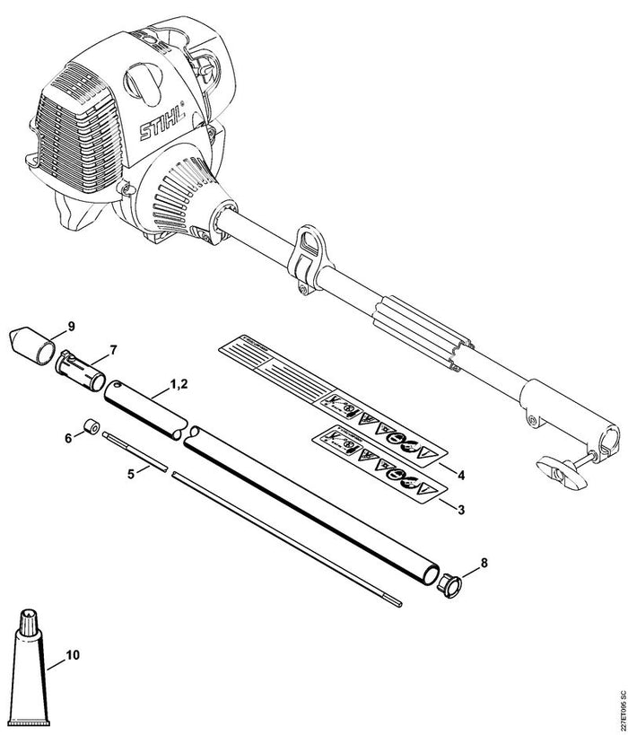 STIHL 0000-967-7317 Warnhinweis Piktogramm KW positie 3 technische tekening