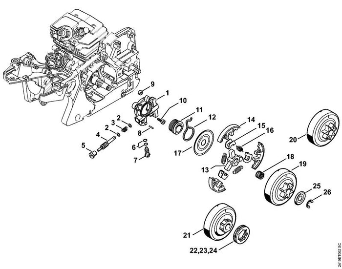 STIHL 1143-640-3200 Ölpumpe positie 1 technische tekening