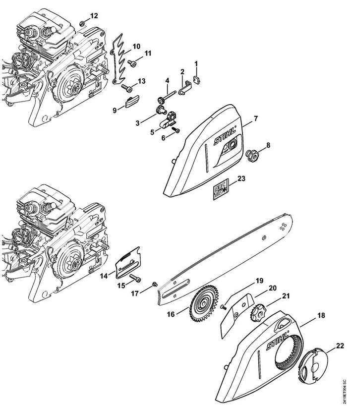 STIHL 1143-640-1700 Kettenraddeckel positie 7 technische tekening