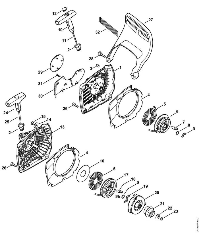 STIHL 1143-080-1804 Lüftergehäuse positie 1 technische tekening