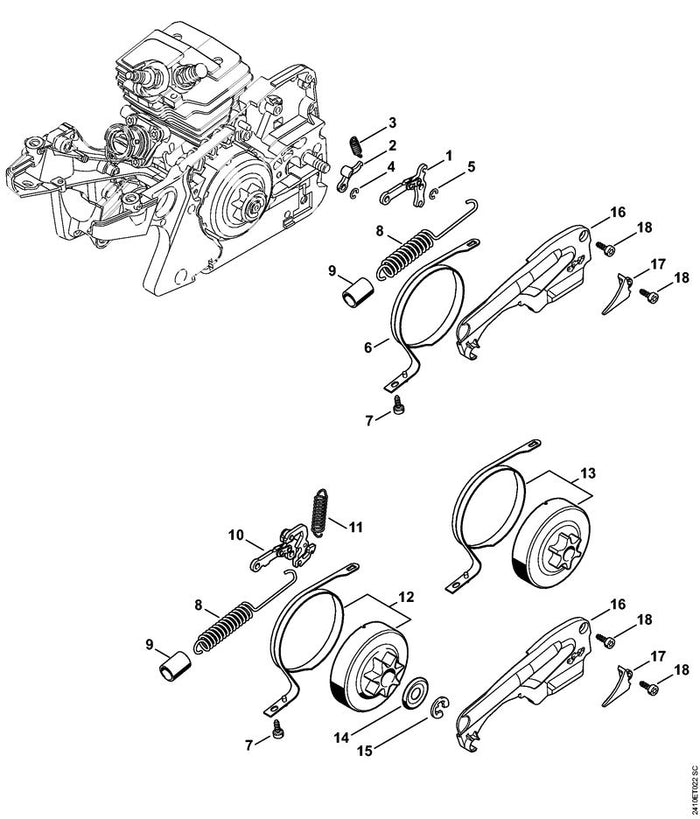 STIHL 1143-021-1100 Deckel positie 16 technische tekening