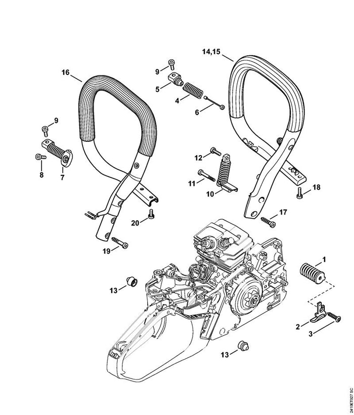STIHL 1143-790-8300 AV-Feder positie 10 technische tekening