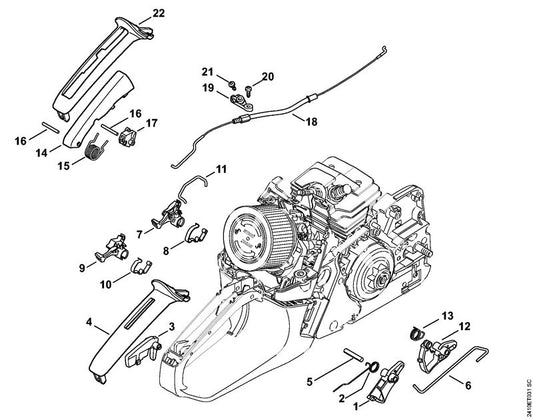 STIHL 1143-182-4510 Schenkelfeder positie 13 technische tekening