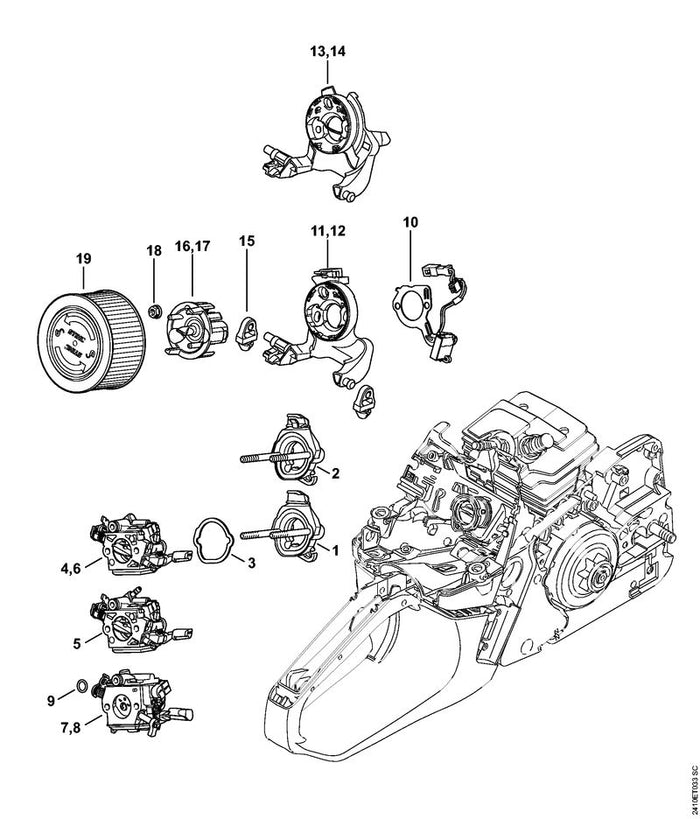 STIHL 1143-120-0600 Vergaser WTF-1D positie 7 technische tekening