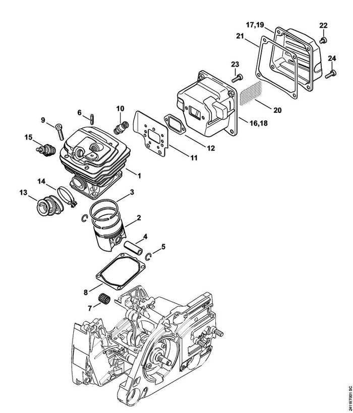 STIHL 1128-029-2310 Zylinderdichtung positie 8 technische tekening