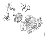 STIHL 1128-400-1211 Schwungrad positie 1 technische tekening
