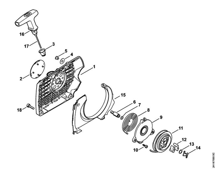 STIHL 1128-084-7802 Segment positie 15 technische tekening