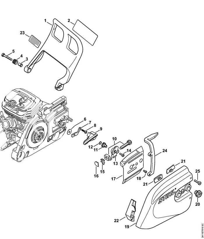 STIHL 1125-664-3201 Stirnrad positie 11 technische tekening