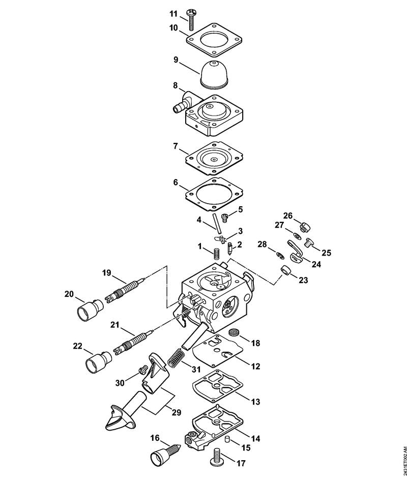 STIHL 4241-122-6703 Hauptstellschraube positie 21 technische tekening