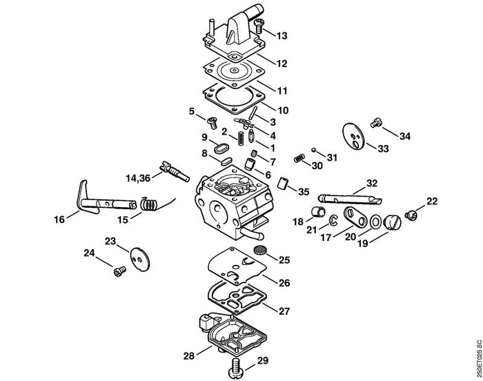 STIHL 4134-122-5000 Distanzhülse positie 18 technische tekening