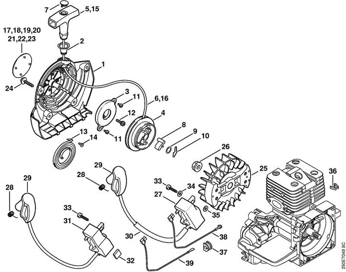 STIHL 4134-028-1300 Unterlage 10x15x4 positie 32 technische tekening