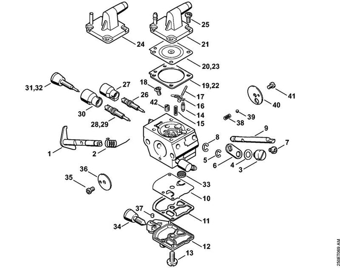 STIHL 4134-120-7101 Drosselwelle mit Hebel positie 1 technische tekening