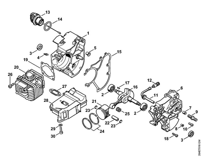 STIHL 1129-020-1202 Zylinder mit Kolben Ø 40 mm positie 20 technische tekening