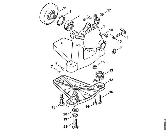 STIHL 4128-790-4506 Motoraufhängung positie 12 technische tekening