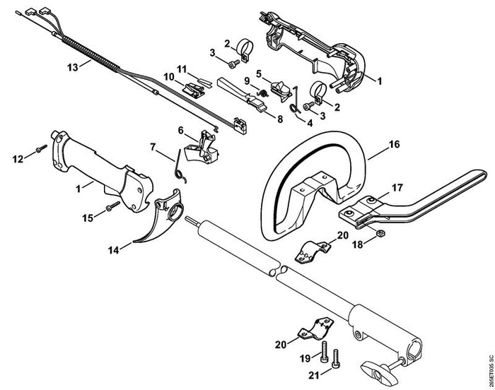 STIHL 4137-180-1108 Gaszug positie 13 technische tekening