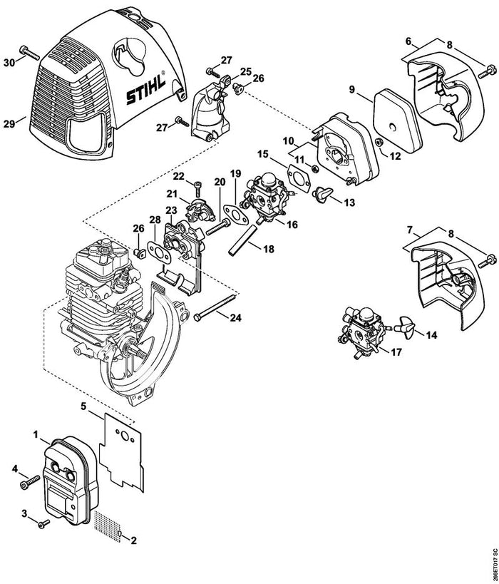STIHL 4180-080-1602 Haube positie 29 technische tekening