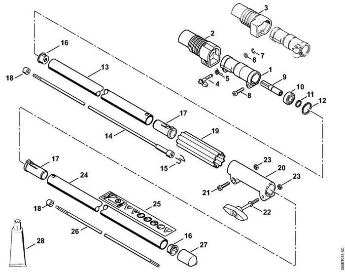 STIHL 4128-160-0501 Gehäuse positie 1 technische tekening