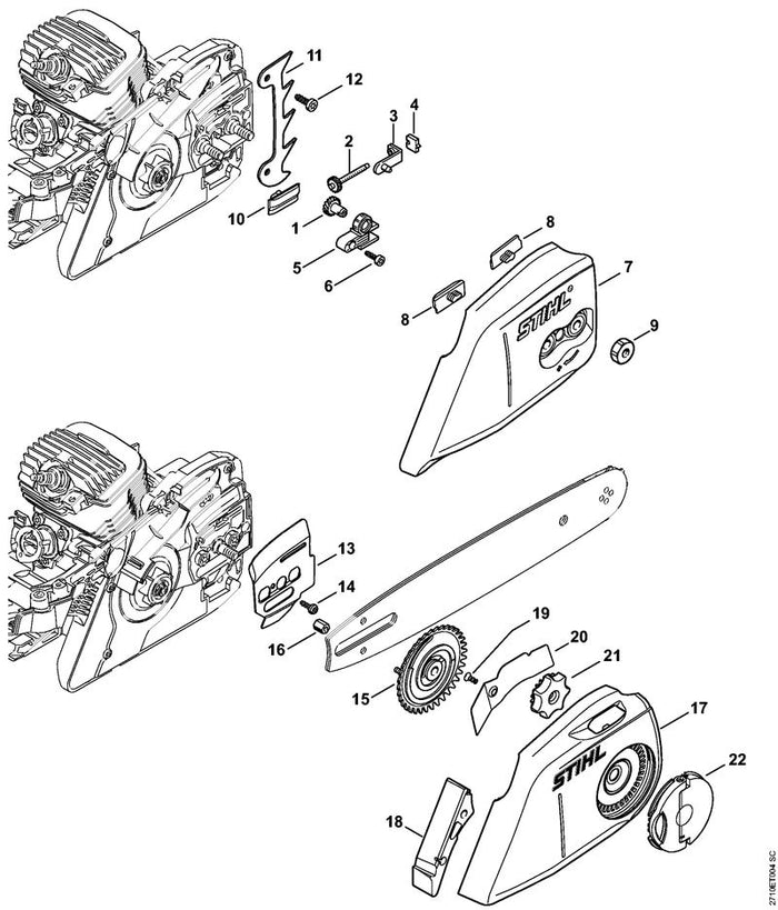 STIHL 1140-640-1700 Kettenraddeckel positie 7 technische tekening