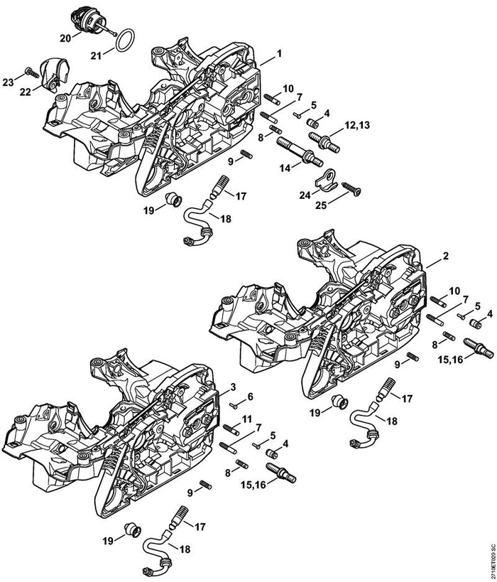 STIHL 1141-020-3021 Motorgehäuse positie 2 technische tekening