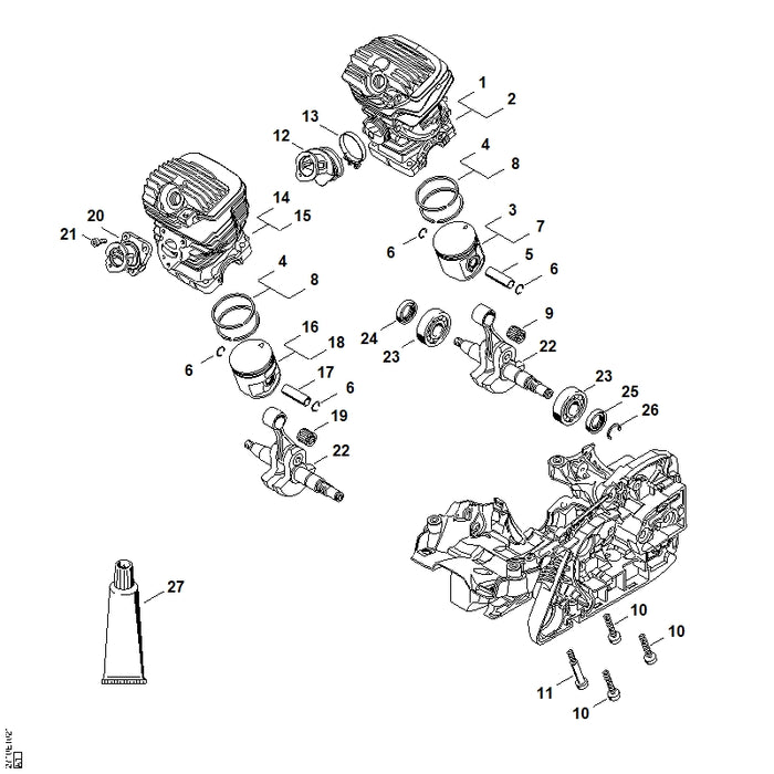 STIHL 1140-034-3008 Verdichtungsring Ø 47x1,2 mm positie 8 technische tekening