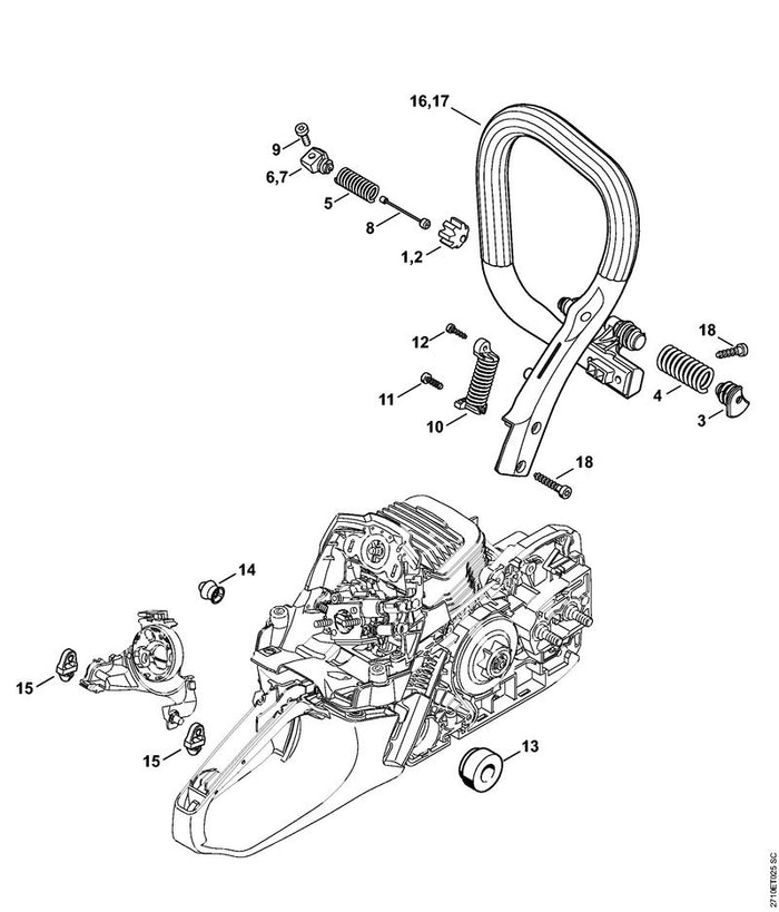 STIHL 1141-120-0616 Vergaser C1Q-S252B positie 27 technische tekening