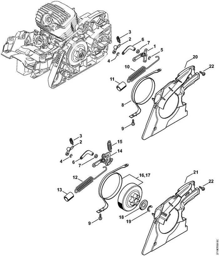 STIHL 1141-162-5801 Lasche positie 6 technische tekening