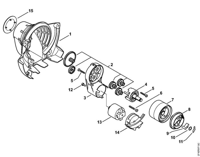 STIHL 4128-007-1009 Satz Zahnräder positie 2 technische tekening
