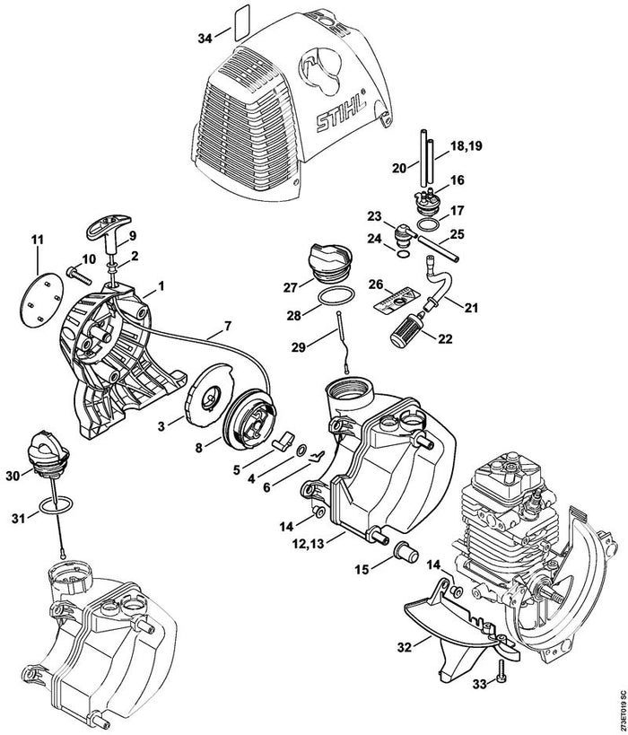 STIHL 4180-967-1532 Typenschild FS 310 positie 11 technische tekening