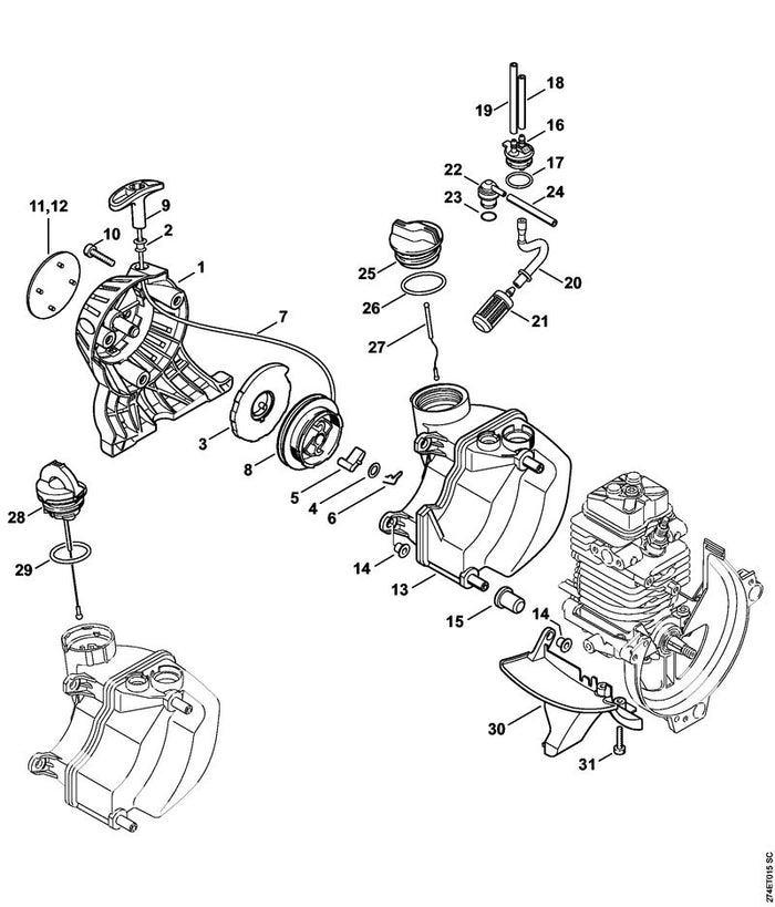STIHL 4180-967-1543 Typenschild FS 87 R positie 12 technische tekening