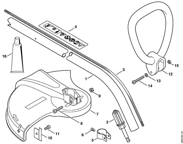 STIHL 4130-711-3200 Antriebswelle positie 3 technische tekening