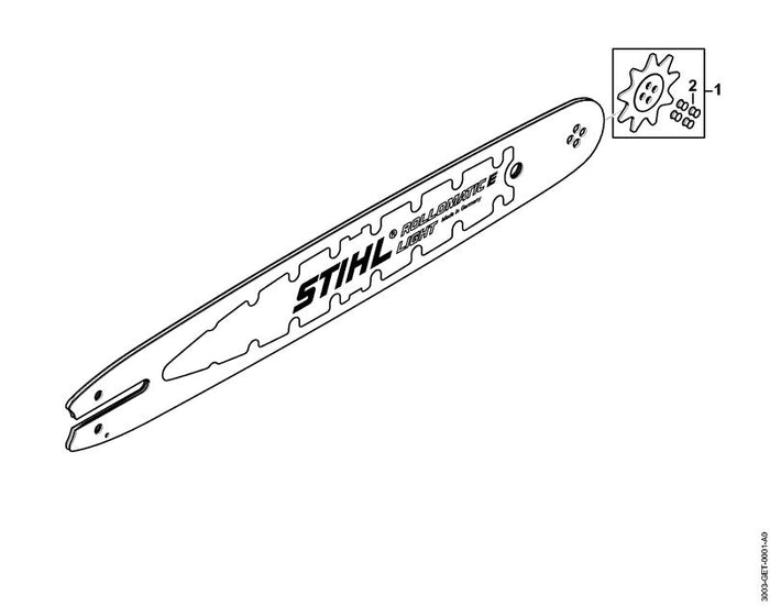 STIHL 0000-974-0421 Senkniet positie 2 technische tekening