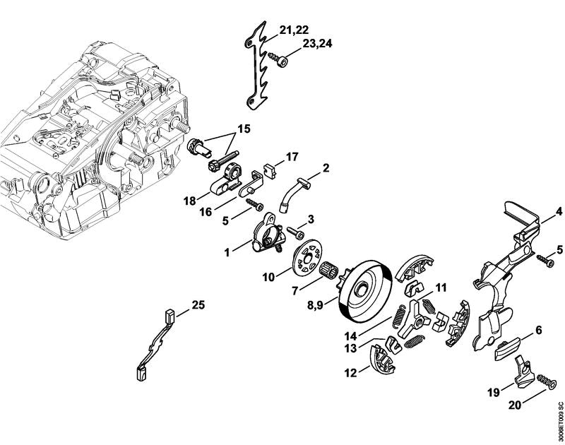 STIHL 0000-893-5904 Anschlagleiste positie 25 technische tekening