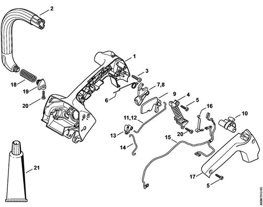 STIHL 1146-182-1000 Gashebel positie 8 technische tekening