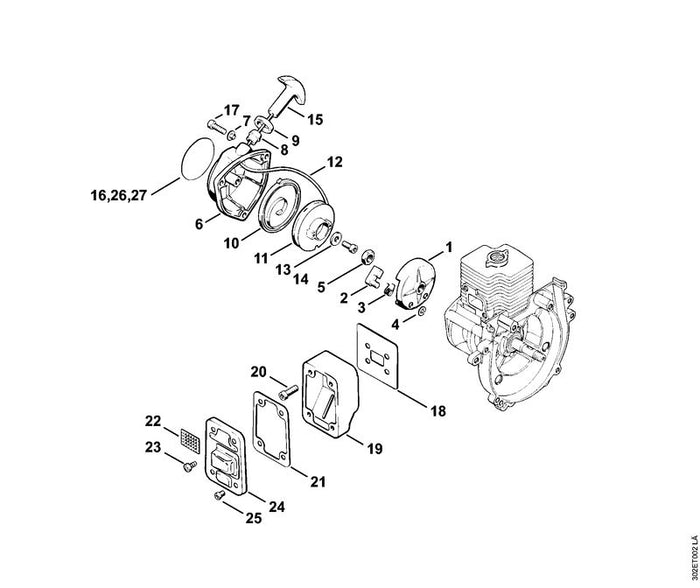 STIHL 4123-195-7200 Klinke positie 2 technische tekening
