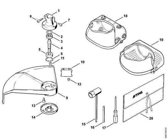 STIHL 4119-890-3400 Kombischlüssel positie 15 technische tekening