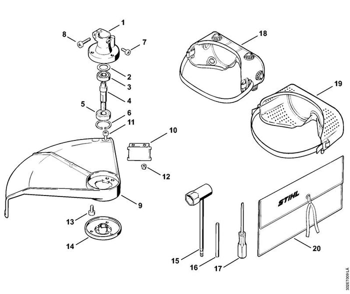STIHL 4119-890-3400 Kombischlüssel positie 15 technische tekening