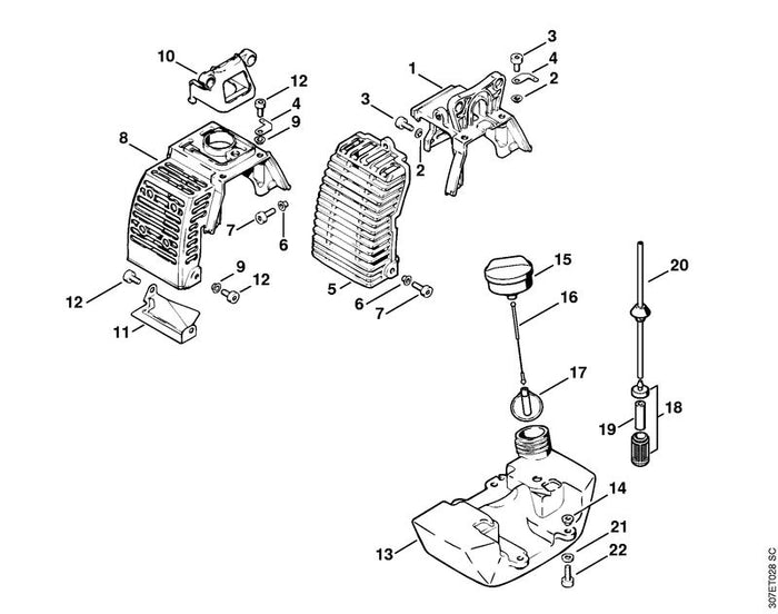 STIHL 4126-350-0405 Kraftstofftank positie -1 technische tekening