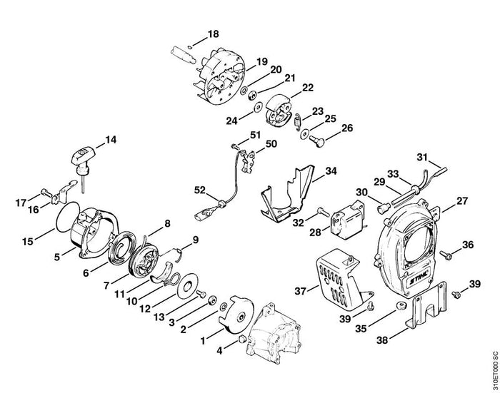 STIHL 0000-998-1107 Schenkelfeder positie 10 technische tekening