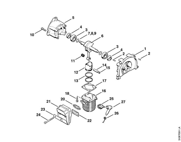 STIHL 4112-400-7001 Zündkerze NGK BMR 6A positie 25 technische tekening